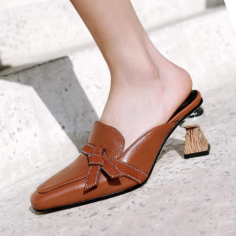 Elegant Date Special-shaped Heels Mule Bowknot Sandals