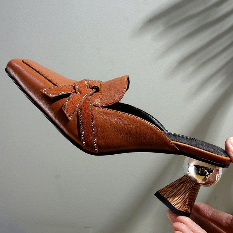 Elegant Date Special-shaped Heels Mule Bowknot Sandals