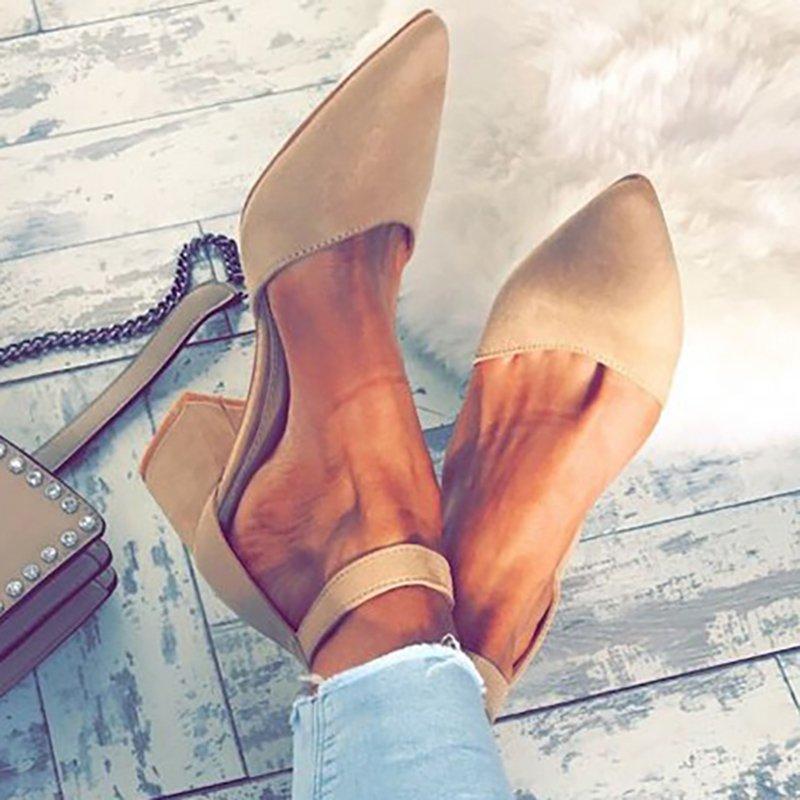 Women Flocking Pumps Sandals Casual Comfort Adjustable Buckle Shoes