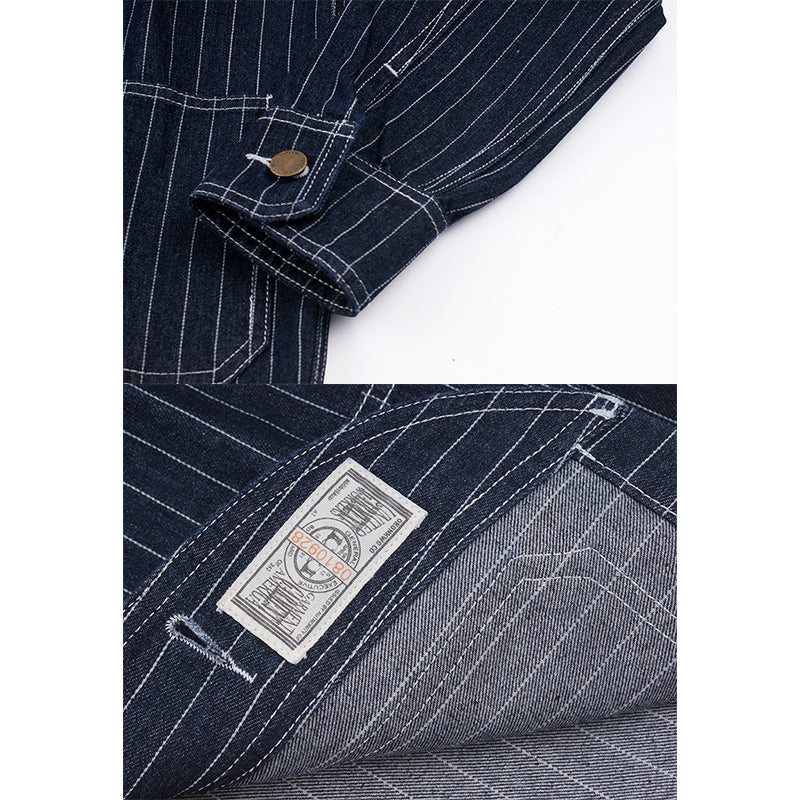 Retro Vertical Stripes Denim Jacket