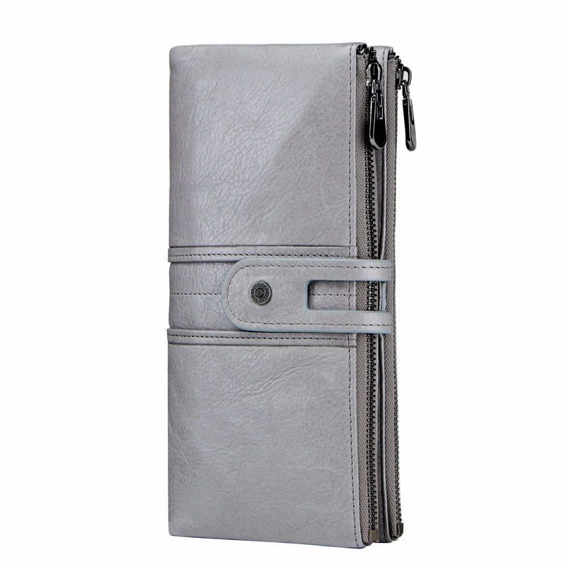 Real cowhide long women's wallet