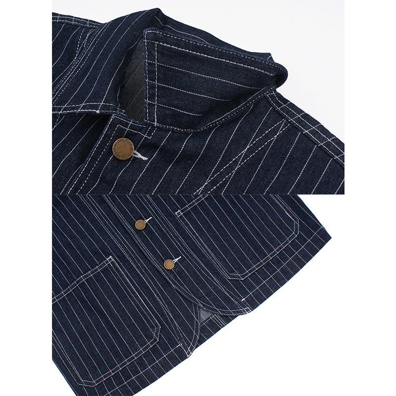 Retro Vertical Stripes Denim Jacket