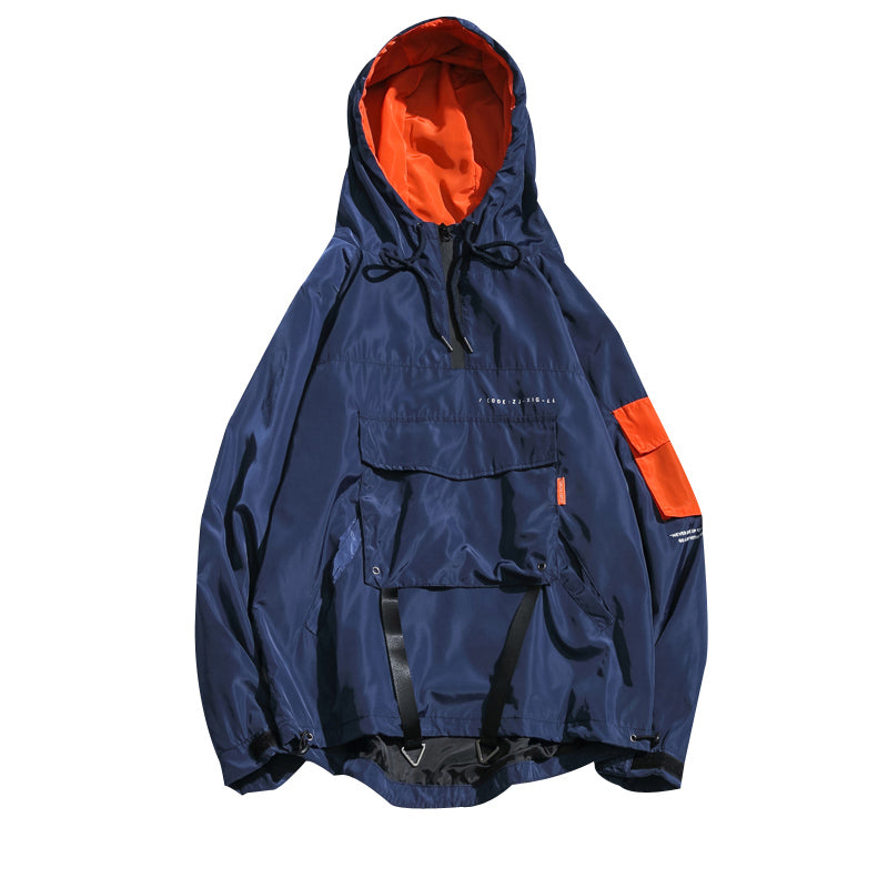 Wind-proof Hooded Pullover Hip Hop Loose Jacket