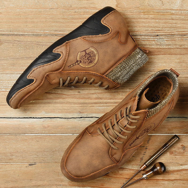 Men Handmade Leather Comfy Soft Sock Ankle Boots