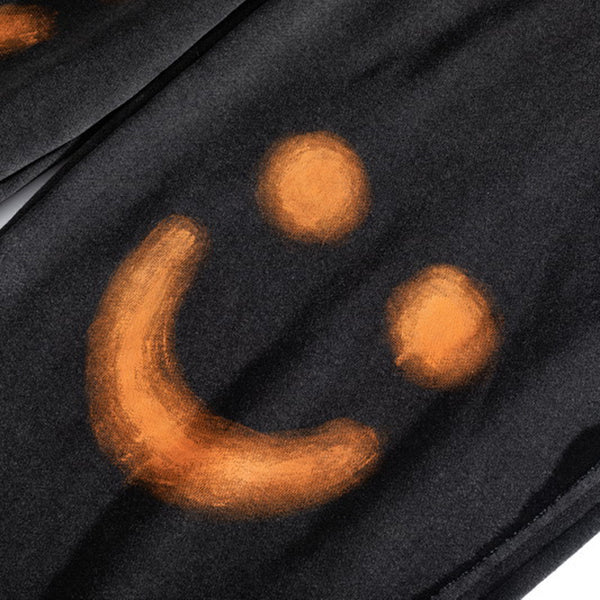 Smiley Graffiti Print Loose Straight-Leg Pants