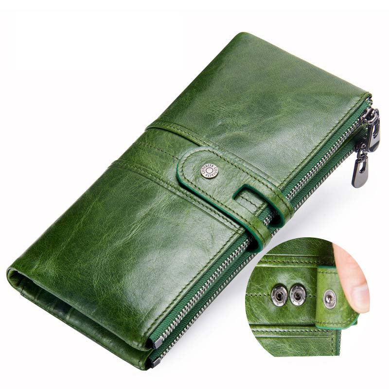 Real cowhide long women's wallet