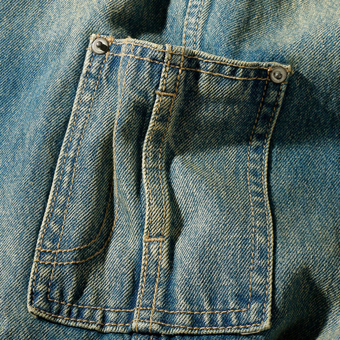 Retro Loose Small Straight-Leg One-Piece Jeans