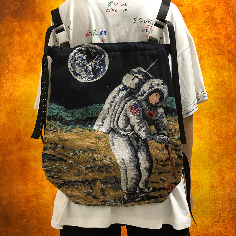 Astronaut On The Moon Expedition Crossbody Backpack