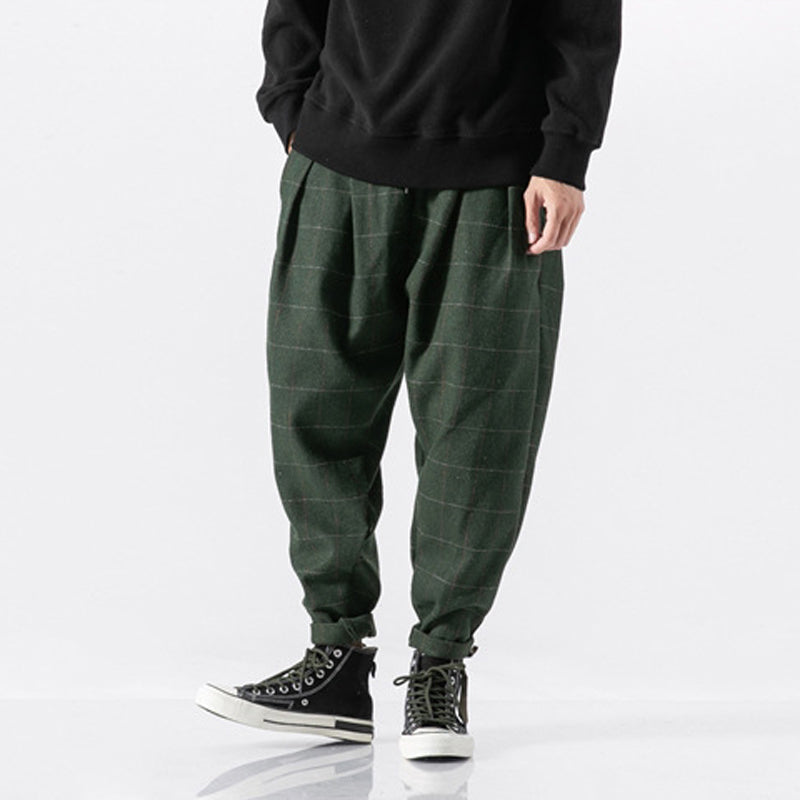 Japanese Thick Casual Plaid Trousers
