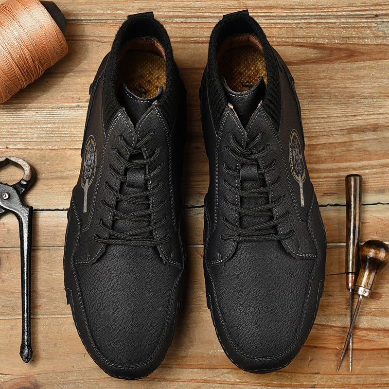 Men Handmade Leather Comfy Soft Sock Ankle Boots