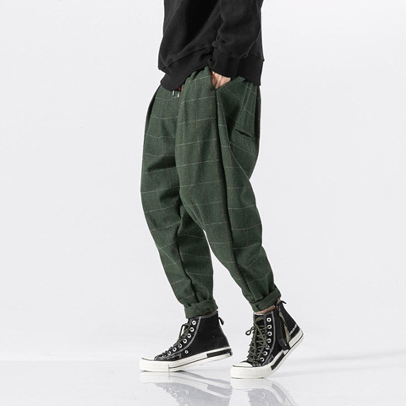Japanese Thick Casual Plaid Trousers