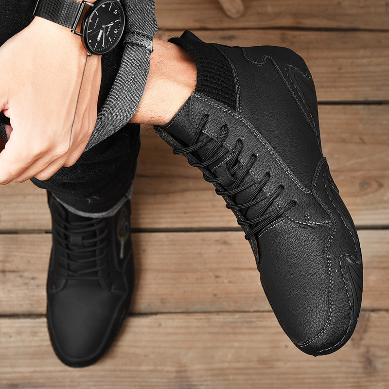 Men Handmade Leather Comfy Soft Sock Ankle Boots