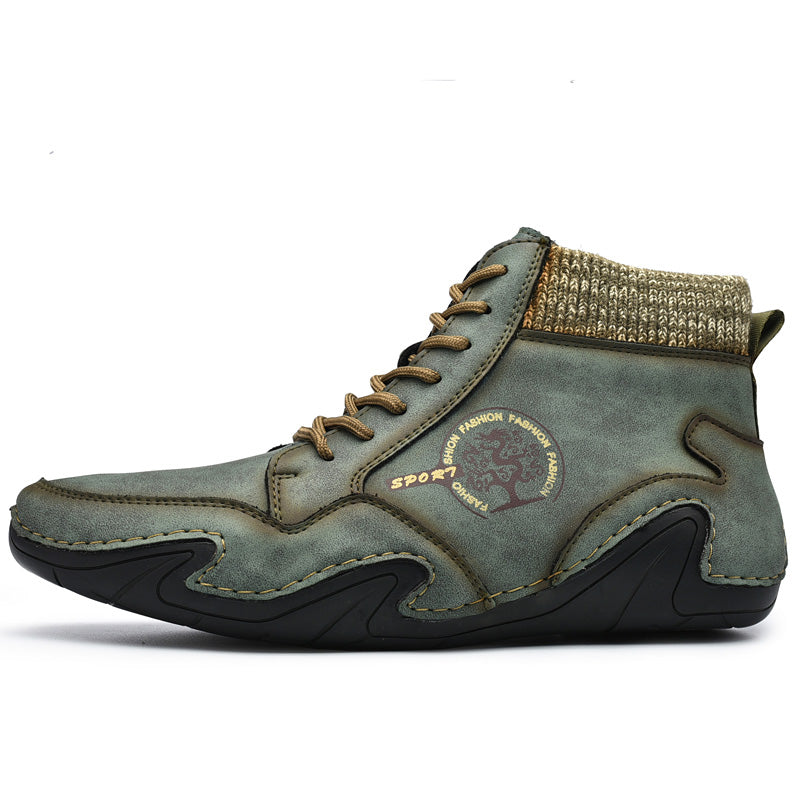 Men Handmade Leather Comfy Soft Sock Ankle Boots