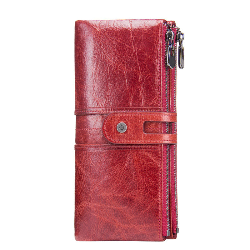 Real cowhide long women's wallet