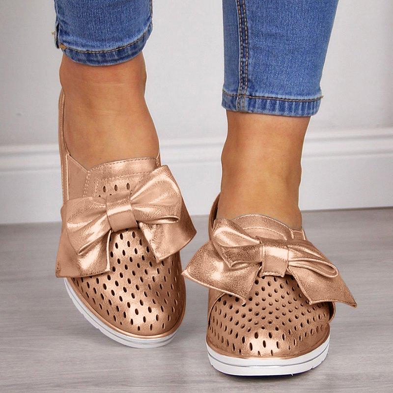 Bowknot Wedge Heel Slip-on Sneakers