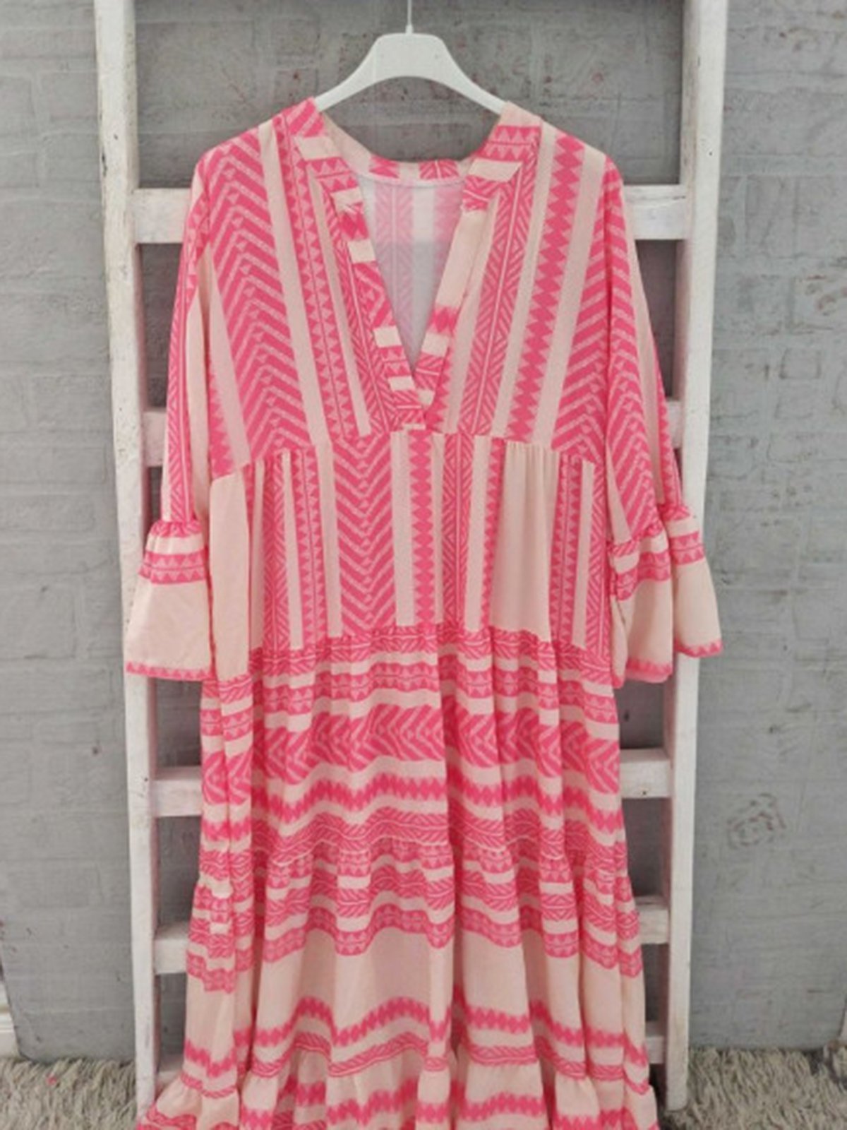 Pink Women Dresses Daily Printed Tribal Dresses