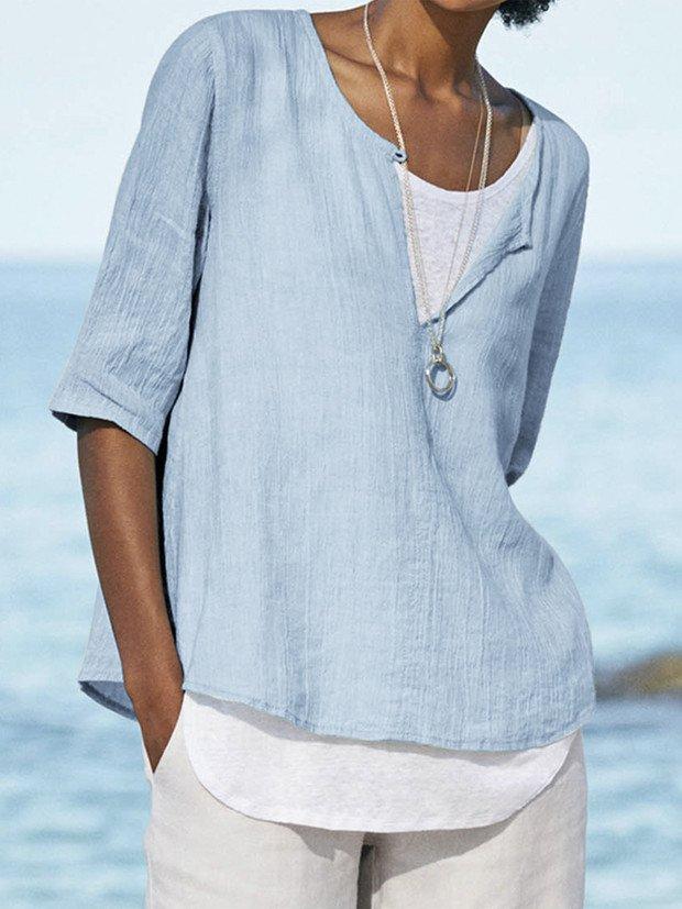Casual Half Sleeve Solid Shirts & Tops