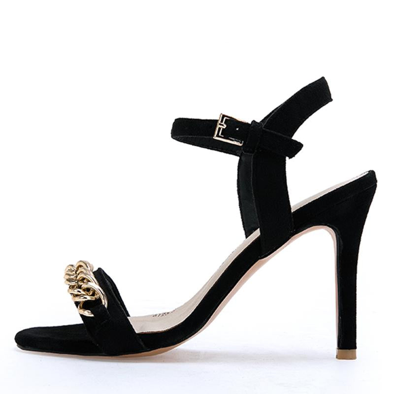 Black High Heel Suede Summer Party & Evening Sandals