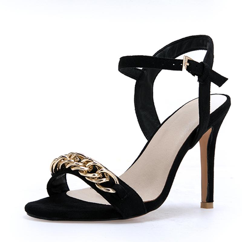 Black High Heel Suede Summer Party & Evening Sandals
