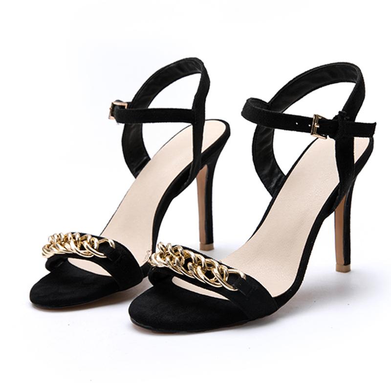Black High Heel Suede Summer Party & Evening Sandals