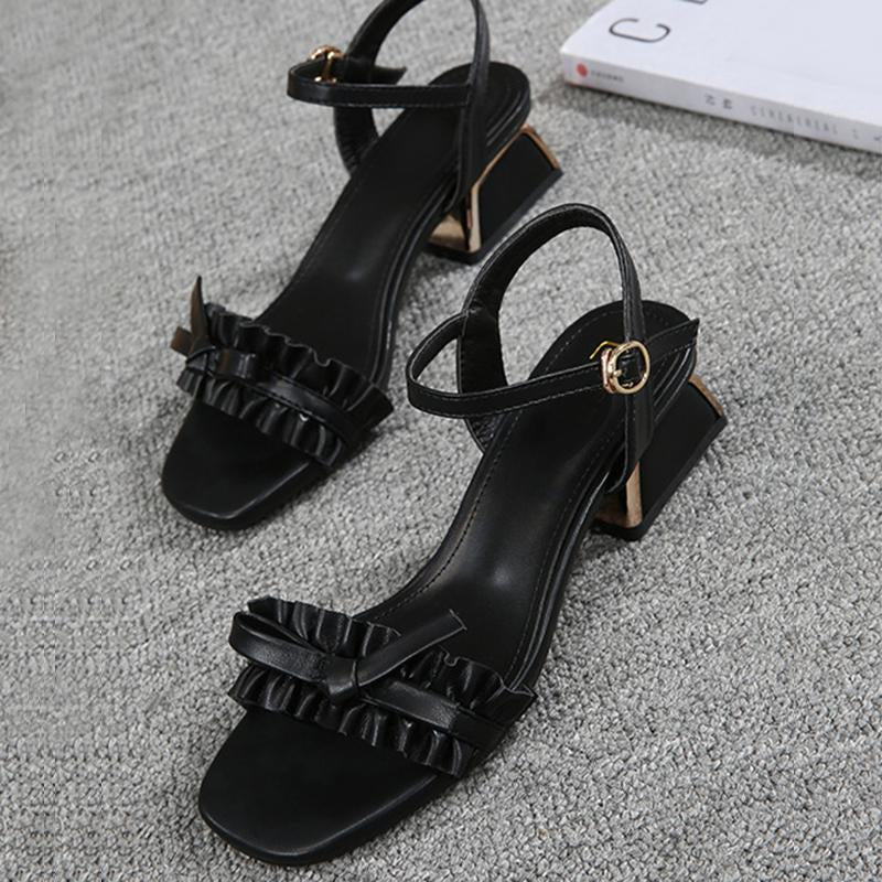 Chunky Heel Elegant Women Open Toe Date Sandals
