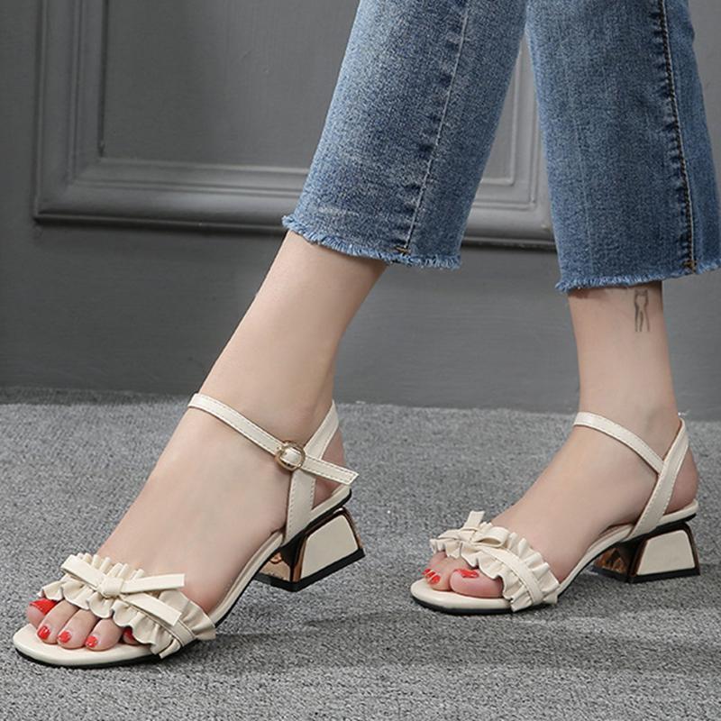 Chunky Heel Elegant Women Open Toe Date Sandals