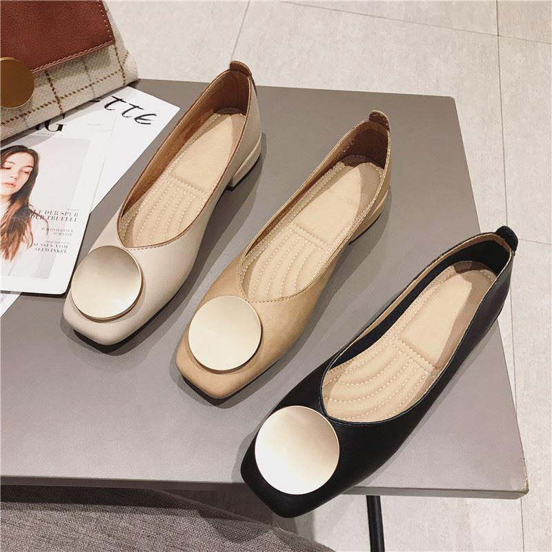 Square Toe Elegant Date Flat Heel Shoes