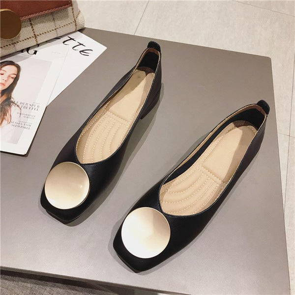 Square Toe Elegant Date Flat Heel Shoes