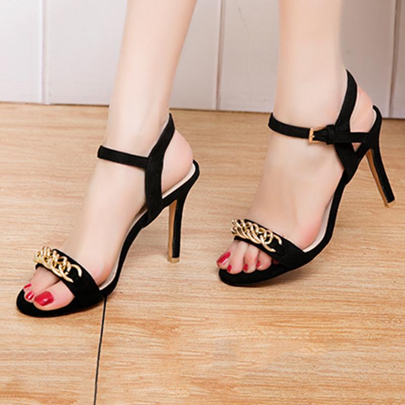 Black High Heel Suede Summer Party & Evening Sandals