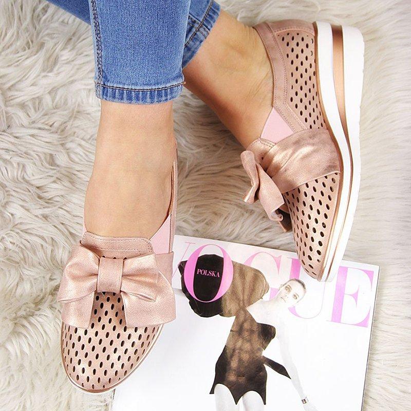 Bowknot Wedge Heel Slip-on Sneakers