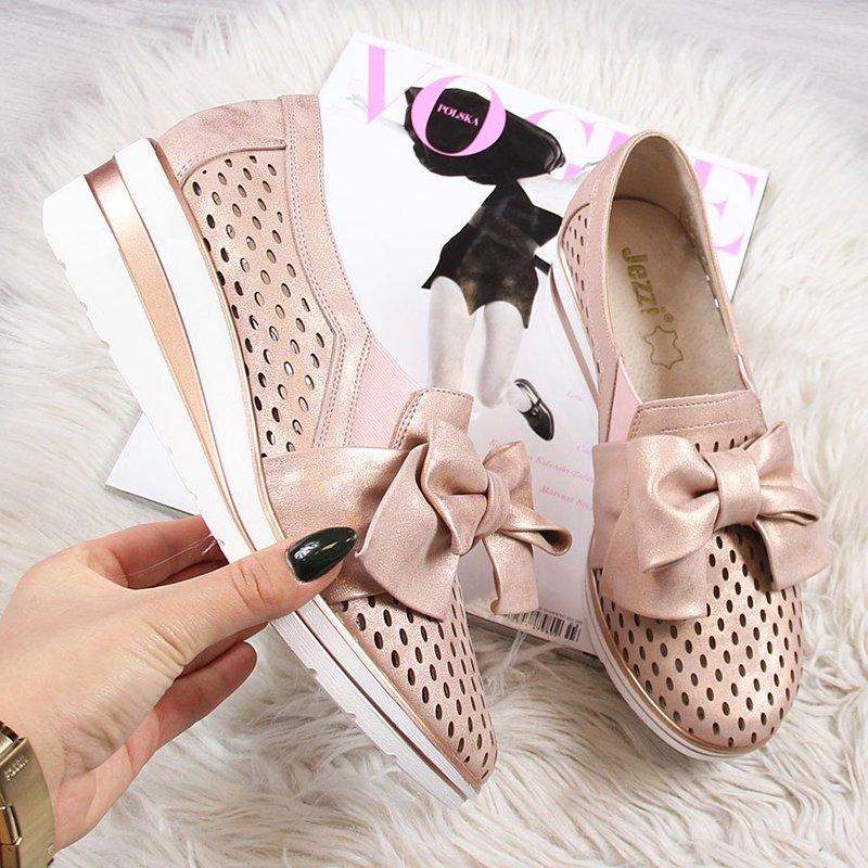Bowknot Wedge Heel Slip-on Sneakers
