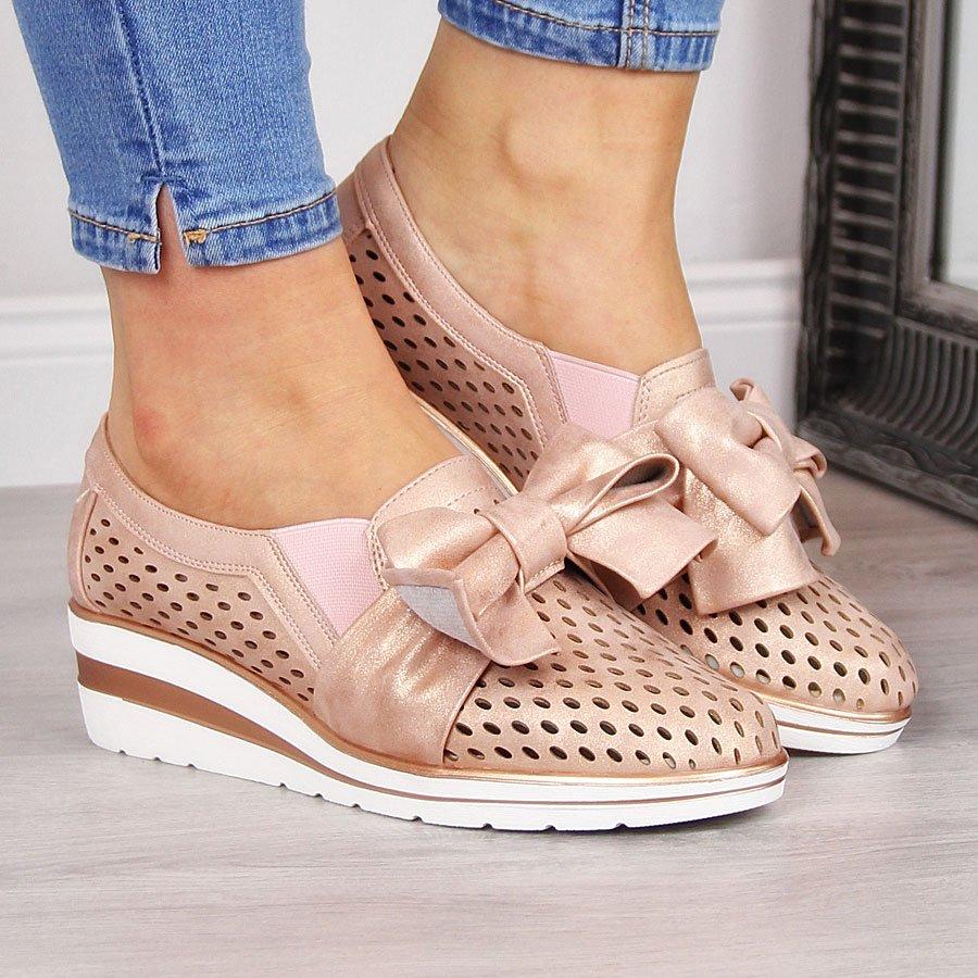 Bowknot Wedge Heel Slip-on Sneakers