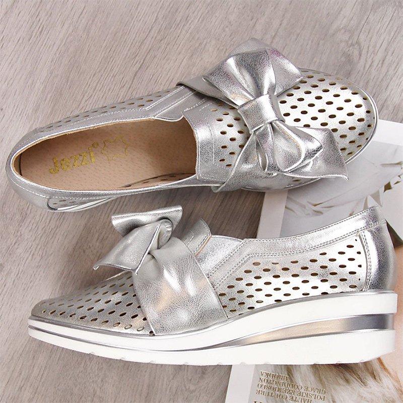 Bowknot Wedge Heel Slip-on Sneakers