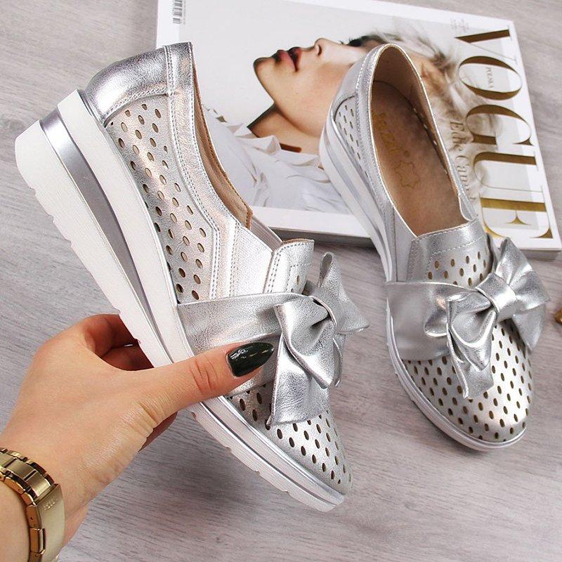 Bowknot Wedge Heel Slip-on Sneakers