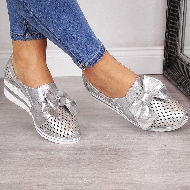 Bowknot Wedge Heel Slip-on Sneakers
