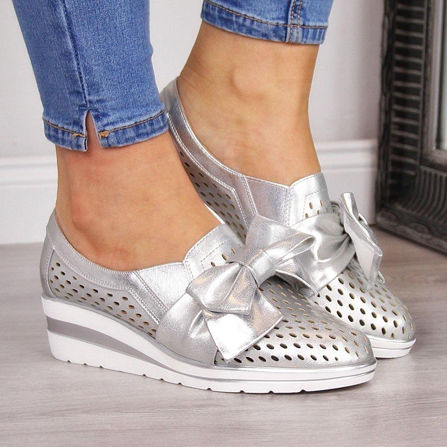 Bowknot Wedge Heel Slip-on Sneakers