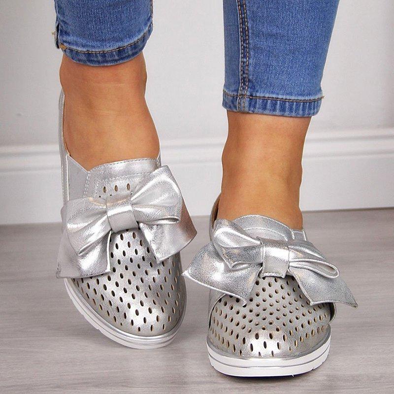 Bowknot Wedge Heel Slip-on Sneakers