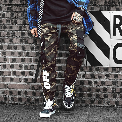 2020 Men Ribbons Cotton Cargo Pant