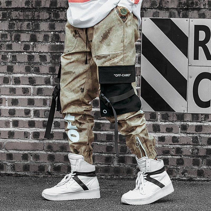 2020 Men Ribbons Cotton Cargo Pant