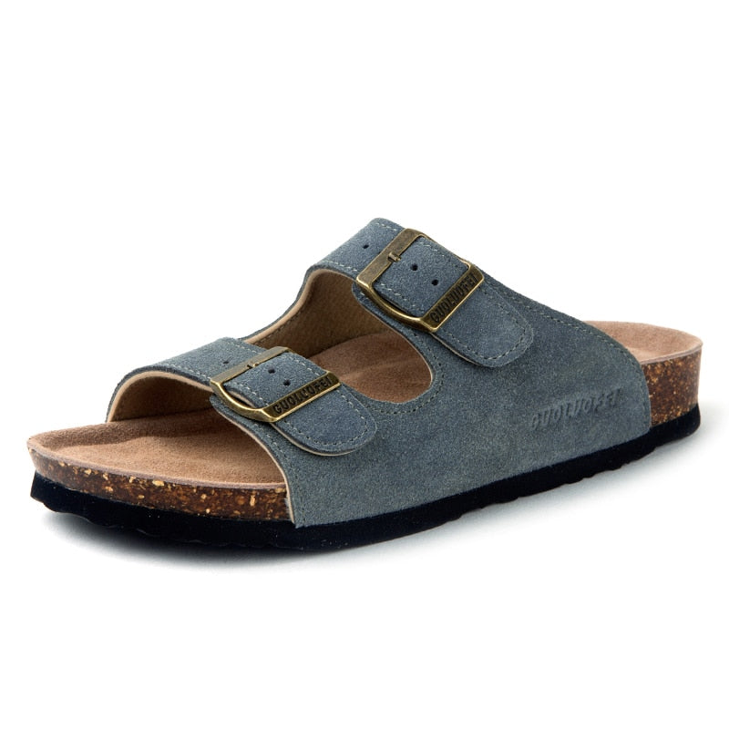Summer Cow Suede Leather Mule Clogs Slippers
