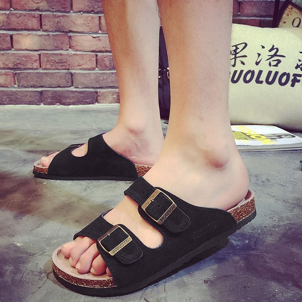 Summer Cow Suede Leather Mule Clogs Slippers