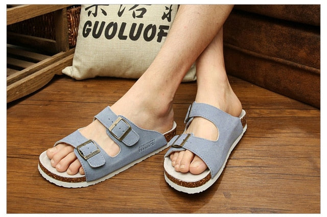 Summer Cow Suede Leather Mule Clogs Slippers