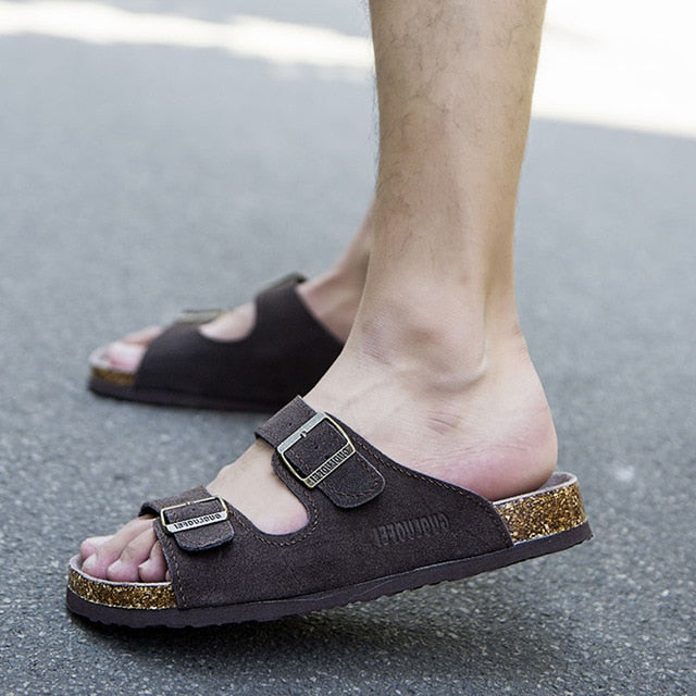 Summer Cow Suede Leather Mule Clogs Slippers