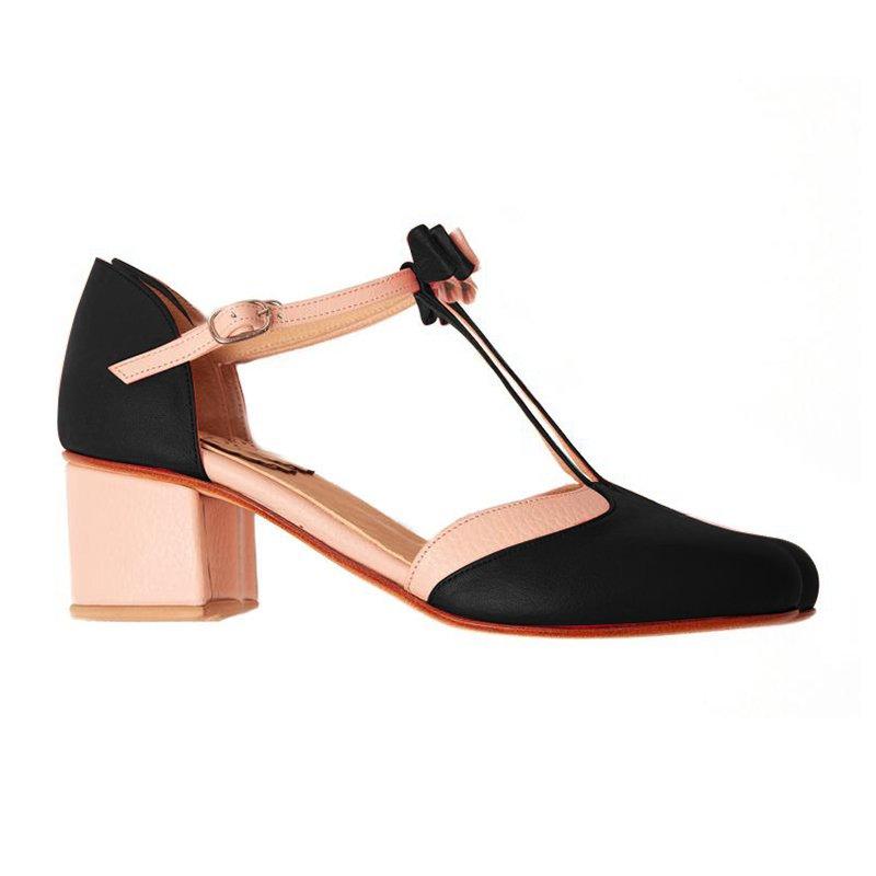T-Strap Bowknot Summer Casual Chunky Heel Buckle Womens Sandals