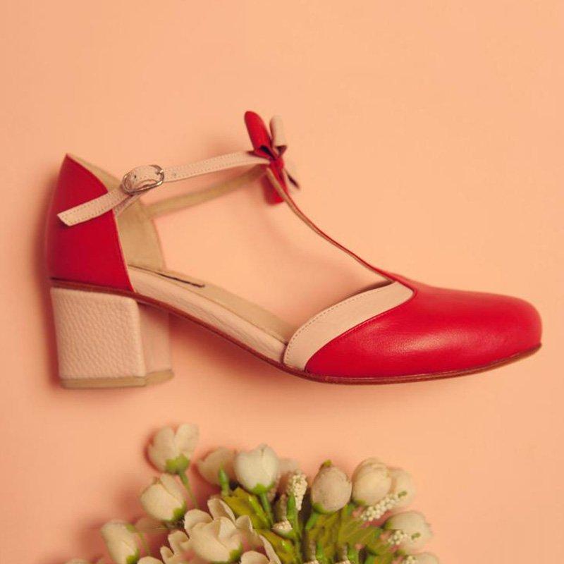 T-Strap Bowknot Summer Casual Chunky Heel Buckle Womens Sandals