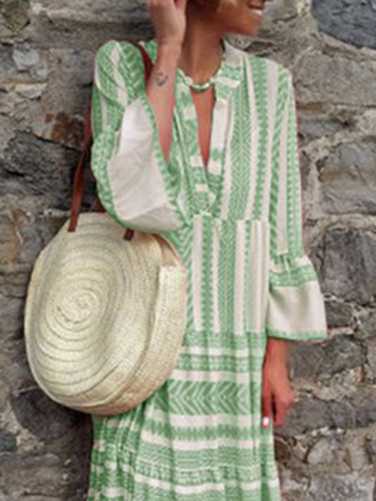 Pink Women Dresses Daily Printed Tribal Dresses